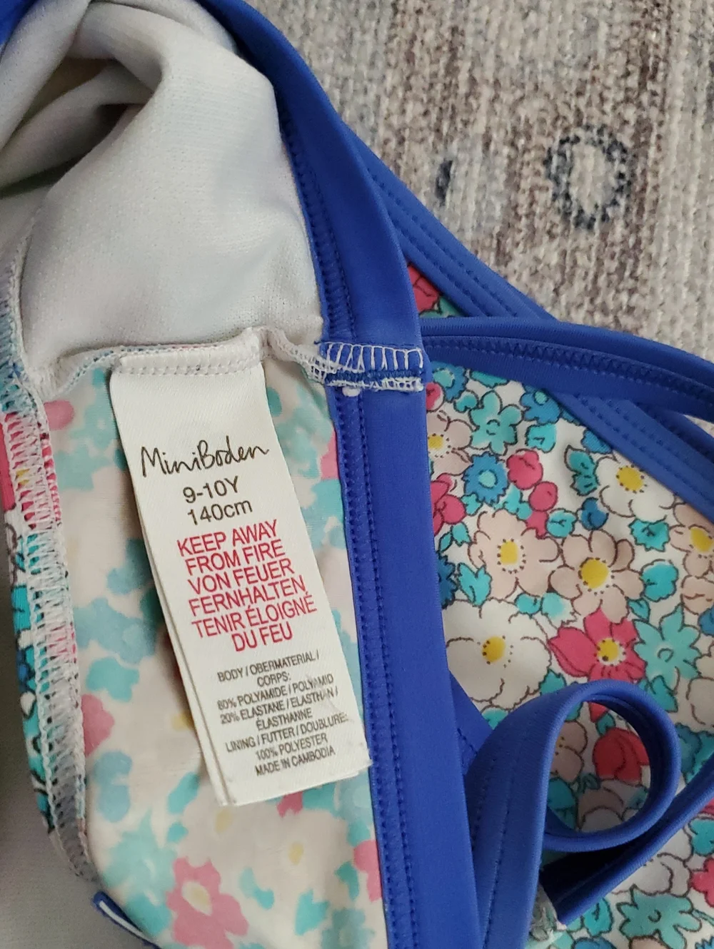 Mini Boden Girls Floral Two-Piece Cross-Back Bikini Set Swimsuit Sz9-10